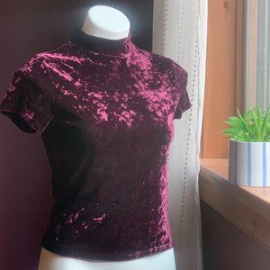FOREVER 21 Burgundy Crushed Velvet Crop Top M